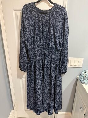 Madewell Navy and Light Blue Floral Maxi Dress